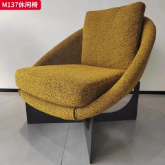 千匠一品 现代风格 棉麻面料+高密度海绵+实木弯板+五金脚架 时尚简约休闲椅M137-L