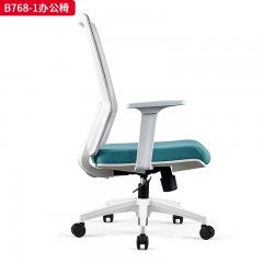 千匠一品 办公风格 塑料背框+耐磨网布+PP软质腰靠+扶手+定型棉座包+塑胶底壳+2.5mm原位锁定底盘+三级SGS认证气杆+310mm锥形脚+60mm尼龙+PU静音脚轮过BIFMA 时尚大气办公椅B768-1-J
