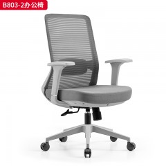 千匠一品 办公风格 灰色舒适宽大扶手+一体成型定型海绵座包+一档锁定同步倾仰底盘+三级SGS认证气杆+320mm灰色尼龙高脚 时尚大气办公椅B803-2-L