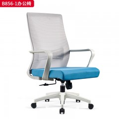 千匠一品 办公风格 白色PP固定腰靠+一体成型定型海绵座包+2.5mm厚度原位锁定蝴蝶底盘+三级SGS认证气杆+310mm白色锥形脚 时尚大气办公椅B856-1-L