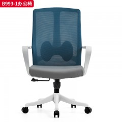 千匠一品 办公风格 白色PP固定腰靠+白色PP连体固定扶手+2.5mm厚度原位锁定蝴蝶底盘+SGS认证气杆+310mm黑色八爪脚 时尚大气办公椅B993-1-L