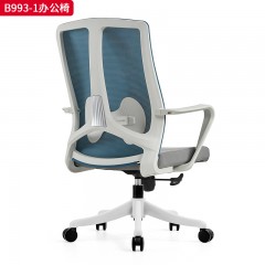 千匠一品 办公风格 白色PP固定腰靠+白色PP连体固定扶手+2.5mm厚度原位锁定蝴蝶底盘+SGS认证气杆+310mm黑色八爪脚 时尚大气办公椅B993-1-L