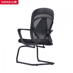 千匠一品 办公风格 黑色全新背框+扪透气网布+灰色PP大胶背腰靠+黑色舒适大扶手+定型海绵坐垫+塑胶底壳+2.0mm厚度A3钢材喷黑弓形架 时尚大气办公椅D809-L