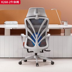 千匠一品 办公风格 棉头枕+加纤背框+尼龙特网+腰靠+加纤弹力活动扶手+高密度纯绵坐垫+透气网布+双功能底盘+一体成型脚踏板+三级SGS认证气杆+尼龙高脚静音脚轮 时尚简约午休椅K268-2-J