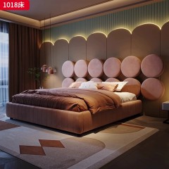 ●千匠一品 意式风格 高密度丝光绒布面料+东亚高弹海绵填充+俄罗斯落叶松内架+俄罗斯松木排骨条 时尚优雅床1018-L