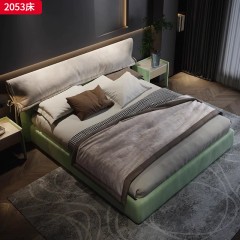 ●千匠一品 意式风格 优质柔软玛莎面料+优质羽绒填充+高密度海绵填充+松木内架+实木排骨条 时尚大气床2053-L