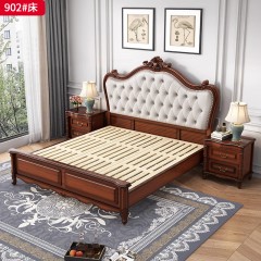 ●千匠一品 美式风格 进口樱桃木框架+高密度海绵填充+加宽加厚静音床铺板+纳帕真皮 时尚经典床902-J