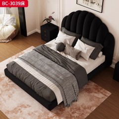 ●千匠一品 法式风格 公仔棉+羽绒填充+全新升级加宽加厚松木静音床板+全实木落叶松木框架 时尚优雅床BC-3039-J
