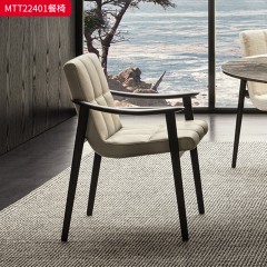 ●千匠一品 意式风格 进口布艺  真皮软包+北美进口黑橡 时尚优雅餐椅MTT22401-L