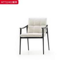 ●千匠一品 意式风格 进口布艺  真皮软包+北美进口黑橡 时尚优雅餐椅MTT22401-L