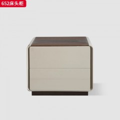 ●【精品】千匠一品 意式轻奢风格 烟熏木皮+钢琴烤漆+缓冲导轨+E1级环保板材 时尚优雅床头柜652-L