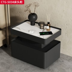●千匠一品 意式风格 超纤皮+实木抽屉+多层实木板 时尚优雅床头柜CTG-S034-L