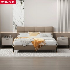 ●千匠一品 现代风格 碳素钢柜脚+猫抓皮+岩板+实木+静音导轨 时尚简约床头柜M91-L