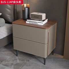●【精品】千匠一品 意式风格 马鞍皮+碳素钢柜脚+环保实木多层板 时尚优雅床头柜SJ-D903-L