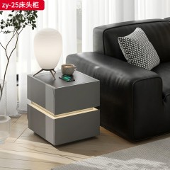 ●【精品】千匠一品 意式轻奢风格 实木多层板+水性漆 时尚优雅床头柜zy-25-L