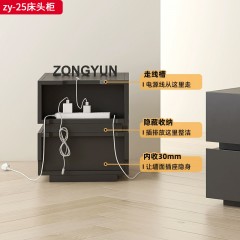●【精品】千匠一品 意式轻奢风格 实木多层板+水性漆 时尚优雅床头柜zy-25-L