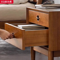 ●千匠一品 中式风格 多层板+黄杨木饰面+黄杨实木+五金 时尚优雅床头柜332-J