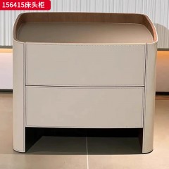 ●【精品】千匠一品 意式轻奢风格 E0级实木多层板+马鞍皮 极简主义床头柜156415-J