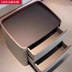 ●【精品】千匠一品 意式轻奢风格 E0级实木多层板+马鞍皮 极简主义床头柜156415-J