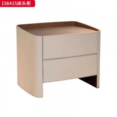 ●【精品】千匠一品 意式轻奢风格 E0级实木多层板+马鞍皮 极简主义床头柜156415-J
