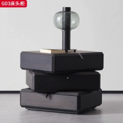 ●【精品】意式轻奢风格 E0级实木多层板+松木板 极简主义床头柜G03-J