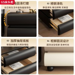 ●千匠一品 现代风格 猫抓皮+全实木松木 时尚简约床头柜G5-J