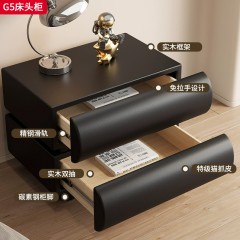 ●千匠一品 现代风格 猫抓皮+全实木松木 时尚简约床头柜G5-J