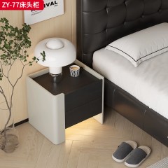 ●【精品】千匠一品 意式轻奢 水曲贴皮+实木抽屉+实木脚 极简主义床头柜ZY-77-J