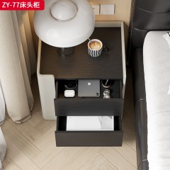 ●【精品】千匠一品 意式轻奢 水曲贴皮+实木抽屉+实木脚 极简主义床头柜ZY-77-J