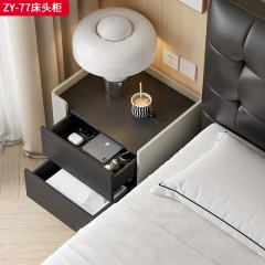 ●【精品】千匠一品 意式轻奢 水曲贴皮+实木抽屉+实木脚 极简主义床头柜ZY-77-J