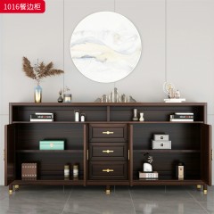 ●千匠一品 新中式风格 乌金木+实木多层板+黄铜 时尚大气餐边柜1016-L