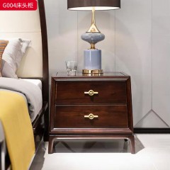 ●千匠一品 中式风格 乌金木+五金拉手+环保油漆+镍铜合金铜饰 时尚优雅床头柜G004-J
