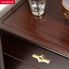 ●千匠一品 中式风格 乌金木+五金拉手+环保油漆+镍铜合金铜饰 时尚优雅床头柜G004-J