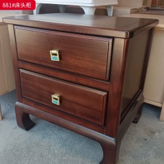 ●千匠一品 中式风格 条纹乌木+环保水性漆+铜色五金 时尚优雅床头柜881-J