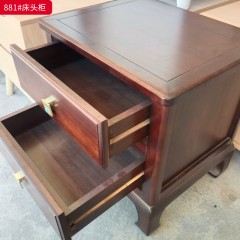 ●千匠一品 中式风格 条纹乌木+环保水性漆+铜色五金 时尚优雅床头柜881-J
