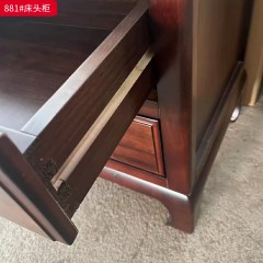 ●千匠一品 中式风格 条纹乌木+环保水性漆+铜色五金 时尚优雅床头柜881-J