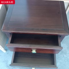 ●千匠一品 中式风格 条纹乌木+环保水性漆+铜色五金 时尚优雅床头柜881-J