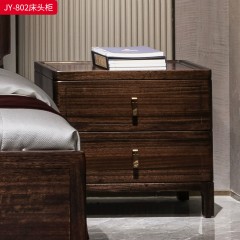 ●千匠一品 中式风格 黑檀木+石纹纸+玫瑰色五金+进口水性漆 时尚优雅床头柜JY-802-J