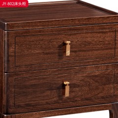 ●千匠一品 中式风格 黑檀木+石纹纸+玫瑰色五金+进口水性漆 时尚优雅床头柜JY-802-J