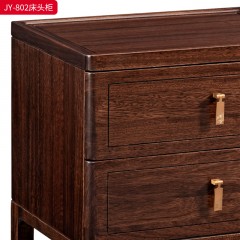●千匠一品 中式风格 黑檀木+石纹纸+玫瑰色五金+进口水性漆 时尚优雅床头柜JY-802-J