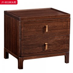 ●千匠一品 中式风格 黑檀木+石纹纸+玫瑰色五金+进口水性漆 时尚优雅床头柜JY-802-J