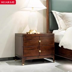 ●千匠一品 中式风格 乌金木+环保漆+铜饰五金 时尚优雅床头柜M014-J