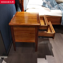 ●千匠一品 中式风格 乌金木框架+实木多层板+环保水性漆+铜色五金 时尚优雅床头柜W888-J