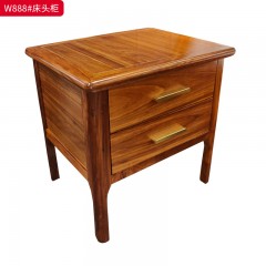 ●千匠一品 中式风格 乌金木框架+实木多层板+环保水性漆+铜色五金 时尚优雅床头柜W888-J