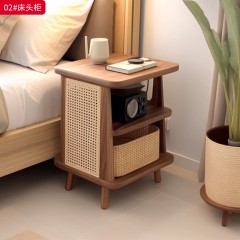 ●千匠一品 北欧风格 北美进口白蜡木+环保水性漆 时尚大气床头柜02-J