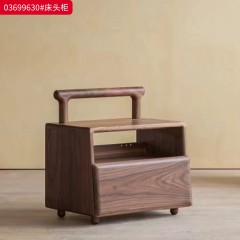 ●千匠一品 中式风格 北美胡桃木实木+环保水性漆 时尚优雅床头柜03699630-J