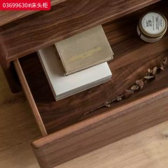 ●千匠一品 中式风格 北美胡桃木实木+环保水性漆 时尚优雅床头柜03699630-J