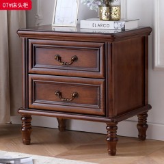 ●千匠一品 美式风格 橡胶木+实木多层板 时尚古典床头柜07-J