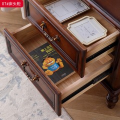 ●千匠一品 美式风格 橡胶木+实木多层板 时尚古典床头柜07-J