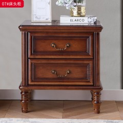 ●千匠一品 美式风格 橡胶木+实木多层板 时尚古典床头柜07-J